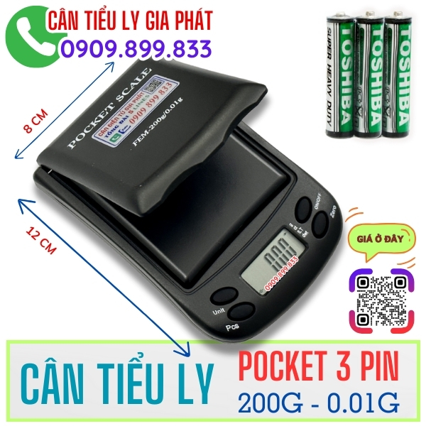 Cân điện tử 200g - cân tiểu ly Pocket 200g 0.01g giá rẻ