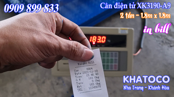 Cân điện tử XK3190-A9 2 tấn in hóa đơn giao KHATOCO Nha Trang Khánh Hòa
