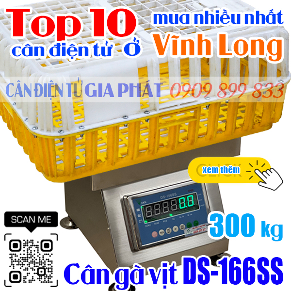 Cân điện tử ở Vĩnh Long mua nhiều nhất - cân gà vịt DS-166SS 300kg