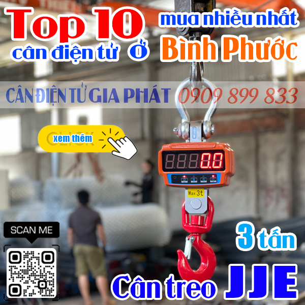 Top 10 cân điện tử ở Bình Phước mua nhiều nhất - cân treo JJE 3 tấn