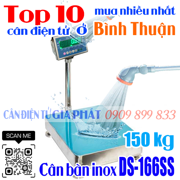 Cân điện tử ở Bình Thuận mua nhiều nhất - cân bàn inox DS-166SS 150kg