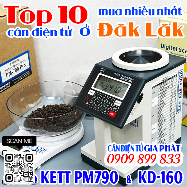 Top 10 cân điện tử ở Đăk Lăk mua nhiều nhất - máy đo độ ẩm Kett PM790 & cân Tanita KD160 2kg