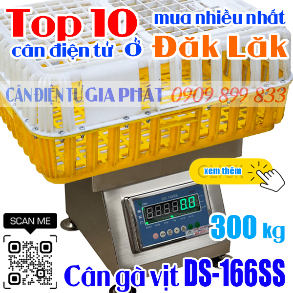 Cân điện tử ở Đăk Lăk mua nhiều nhất - cân gà vịt DS-166SS 300kg