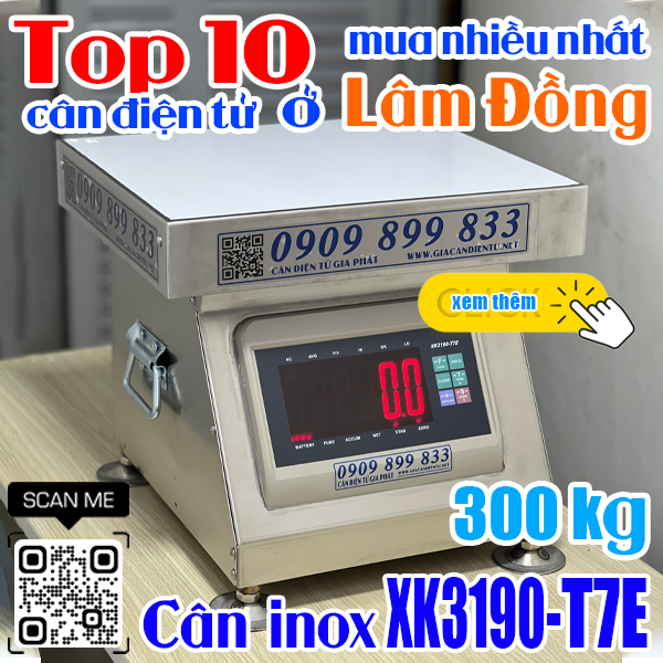 Top 10 cân điện tử ở Lâm Đồng mua nhiều nhất - cân inox XK3190-T7E 300kg 500kg
