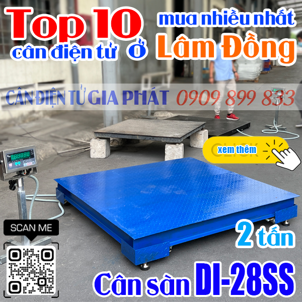 Cân điện tử ở Lâm Đồng mua nhiều nhất - cân sàn điện tử DI-28SS 2 tấn