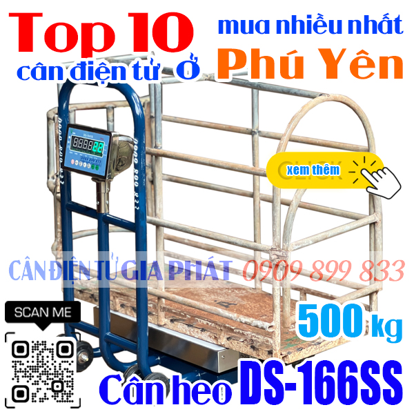 Cân điện tử ở Phú Yên mua nhiều nhất - cân heo DS-166SS 500kg