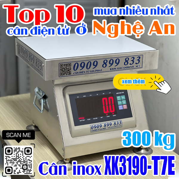 Top 10 cân điện tử ở Nghệ An mua nhiều nhất - cân inox XK3190-T7E 300kg 500kg