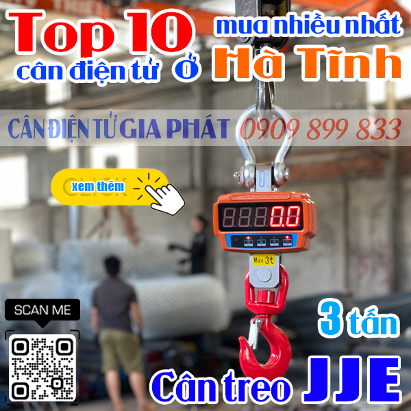 Top 10 cân điện tử ở Hà Tĩnh mua nhiều nhất - cân treo JJE 3 tấn