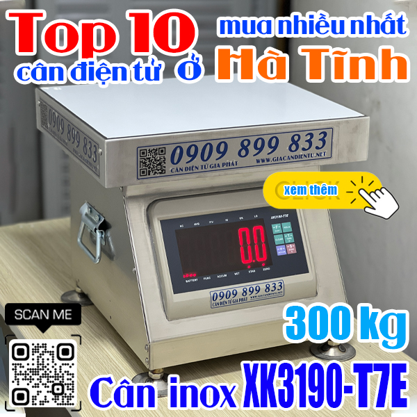 Top 10 cân điện tử ở Hà Tĩnh mua nhiều nhất - cân inox XK3190-T7E 300kg 500kg